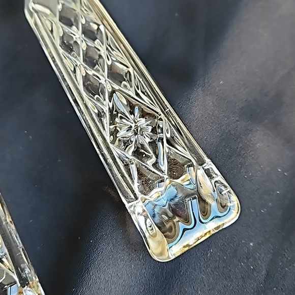 Vintage Anchor Hocking WEXFORD Pattern GLASS Fork and Spoon Serving Set - Picture 3 of 7